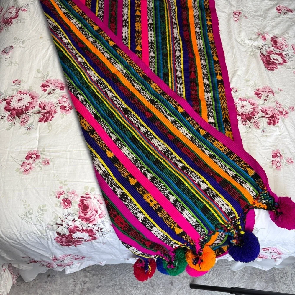 Handmade Guatemalan Rebozo Shawl Woven Tapestry Wrap Shawl Scarf